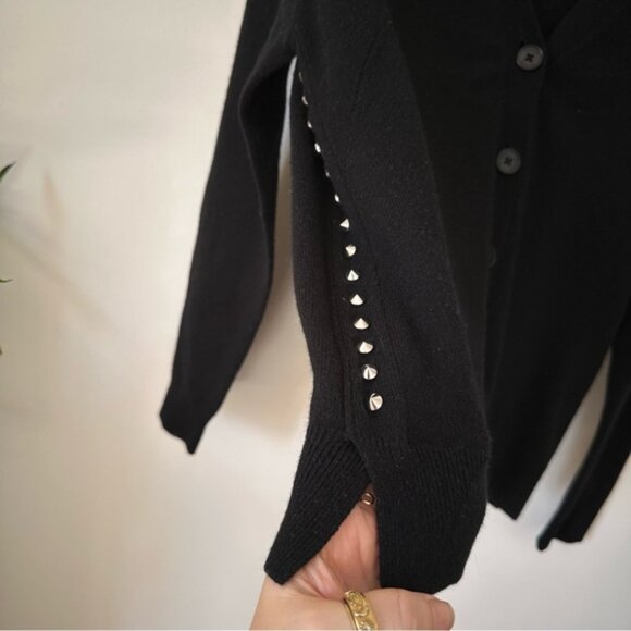 Zadig & Voltaire Maria Black Studded Wool Blend Cardigan Size S - Picture 3 of 6